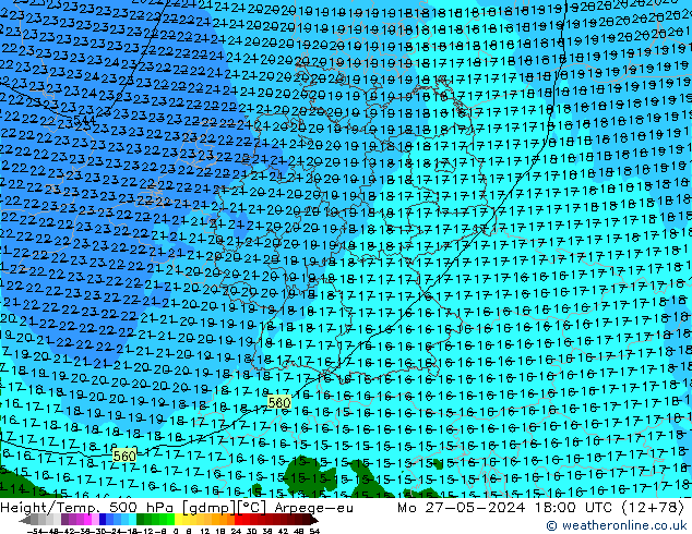 Height/Temp. 500 hPa Arpege-eu Seg 27.05.2024 18 UTC