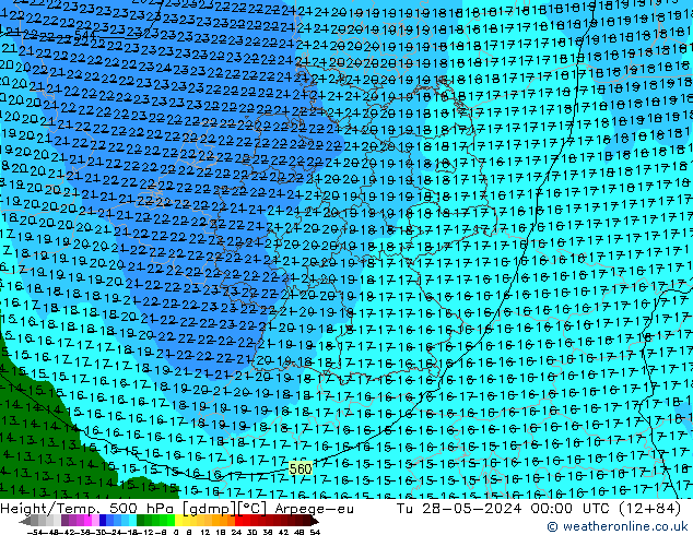 Height/Temp. 500 hPa Arpege-eu Tu 28.05.2024 00 UTC