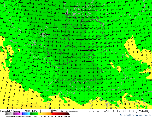 Height/Temp. 700 hPa Arpege-eu mar 28.05.2024 12 UTC
