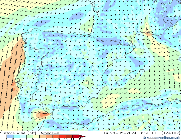  10 m (bft) Arpege-eu  28.05.2024 18 UTC