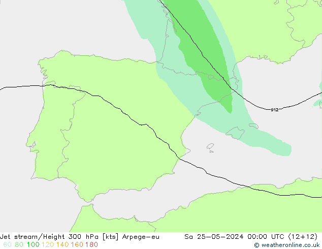 Jet stream/Height 300 hPa Arpege-eu Sa 25.05.2024 00 UTC