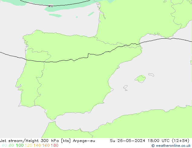 Jet stream/Height 300 hPa Arpege-eu Ne 26.05.2024 18 UTC