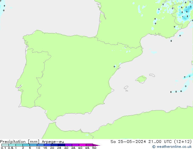 precipitação Arpege-eu Sáb 25.05.2024 00 UTC