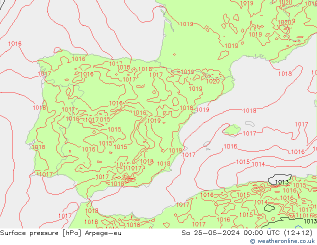 Presión superficial Arpege-eu sáb 25.05.2024 00 UTC
