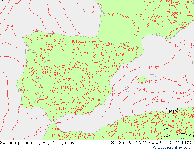 Surface pressure Arpege-eu Sa 25.05.2024 00 UTC