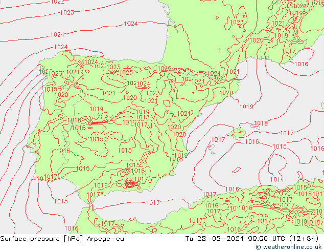 приземное давление Arpege-eu вт 28.05.2024 00 UTC