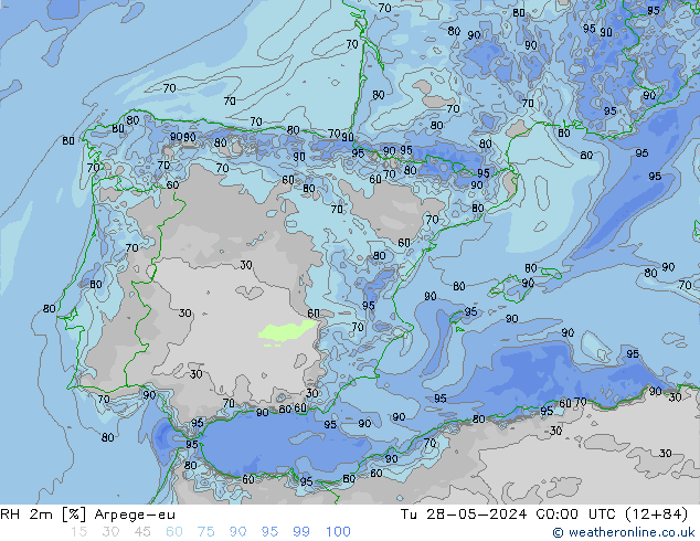 RH 2m Arpege-eu  28.05.2024 00 UTC