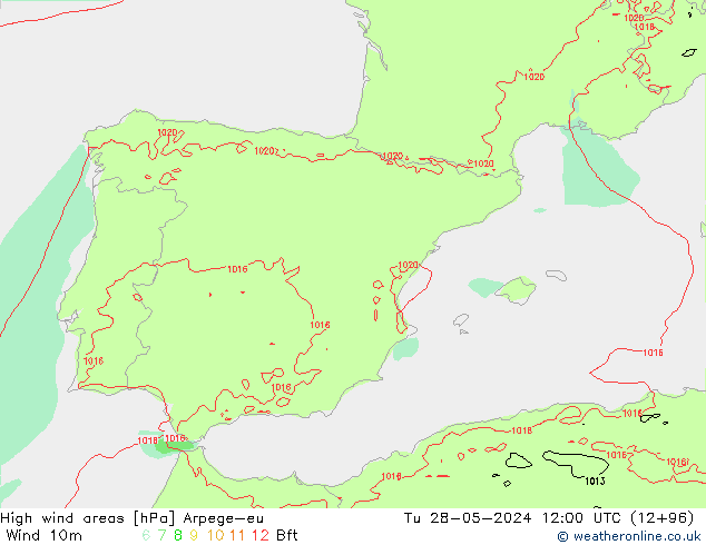 High wind areas Arpege-eu Ter 28.05.2024 12 UTC