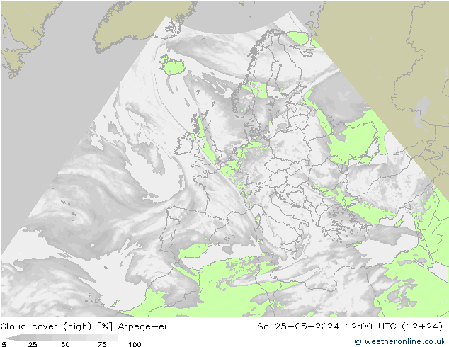 Nuages (élevé) Arpege-eu sam 25.05.2024 12 UTC