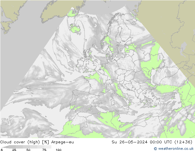 vysoký oblak Arpege-eu Ne 26.05.2024 00 UTC