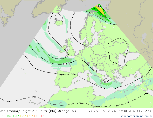 Jet stream/Height 300 hPa Arpege-eu Ne 26.05.2024 00 UTC