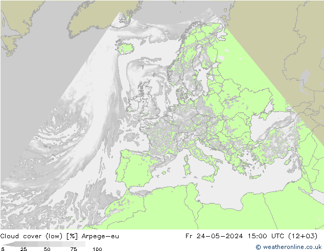 Nuages (bas) Arpege-eu ven 24.05.2024 15 UTC