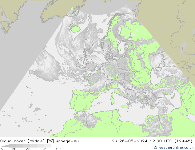 Wolken (mittel) Arpege-eu So 26.05.2024 12 UTC
