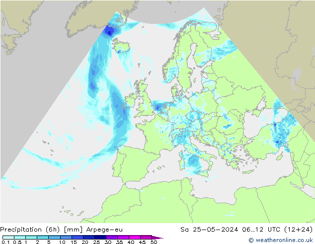 Yağış (6h) Arpege-eu Cts 25.05.2024 12 UTC
