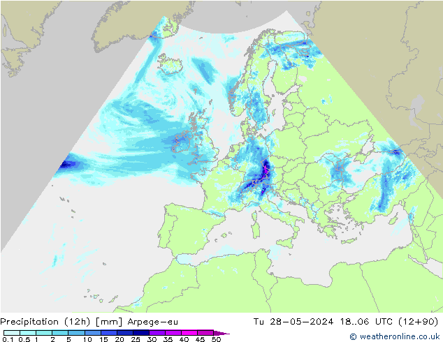 opad (12h) Arpege-eu wto. 28.05.2024 06 UTC