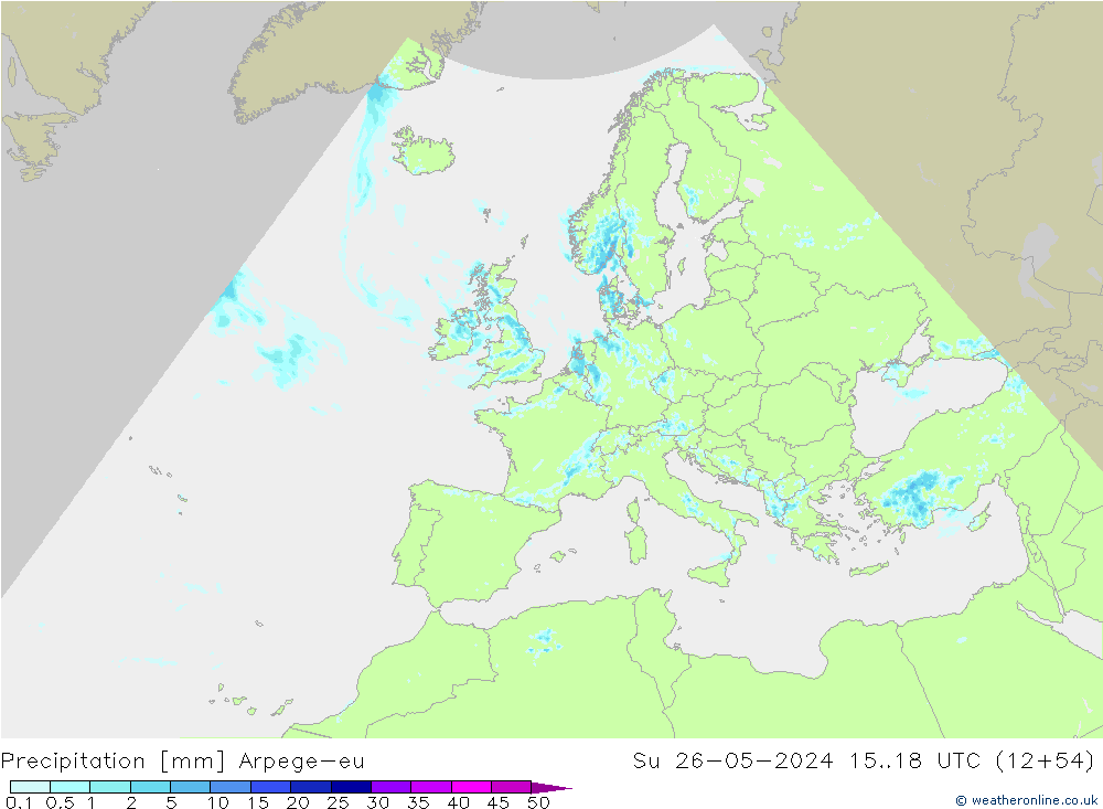 Precipitazione Arpege-eu dom 26.05.2024 18 UTC