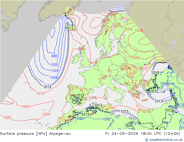 Surface pressure Arpege-eu Fr 24.05.2024 18 UTC