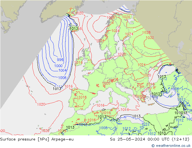 приземное давление Arpege-eu сб 25.05.2024 00 UTC