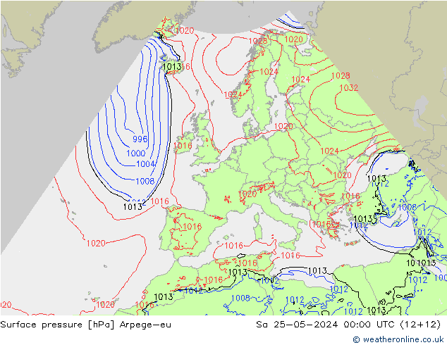 Surface pressure Arpege-eu Sa 25.05.2024 00 UTC