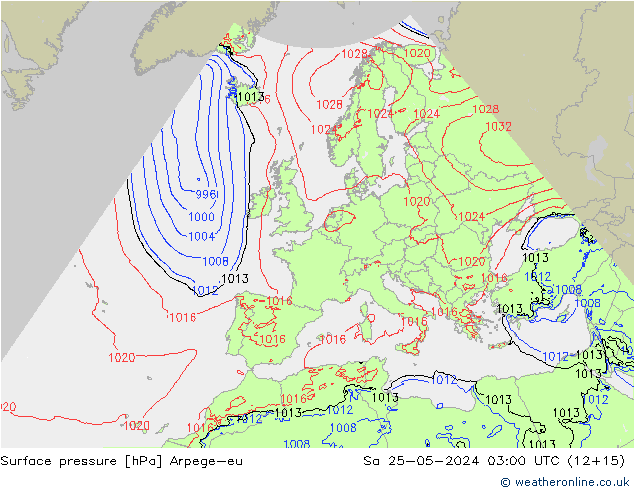 Surface pressure Arpege-eu Sa 25.05.2024 03 UTC