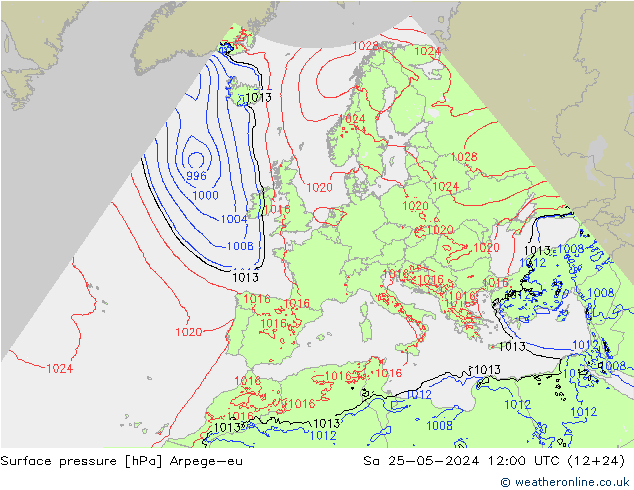 Atmosférický tlak Arpege-eu So 25.05.2024 12 UTC