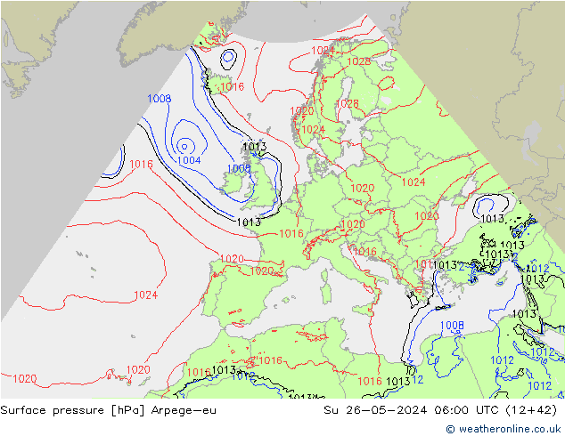 Surface pressure Arpege-eu Su 26.05.2024 06 UTC