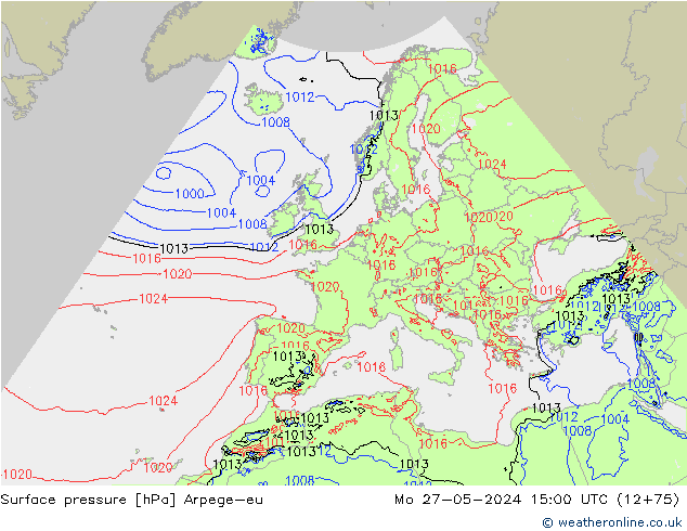 pressão do solo Arpege-eu Seg 27.05.2024 15 UTC