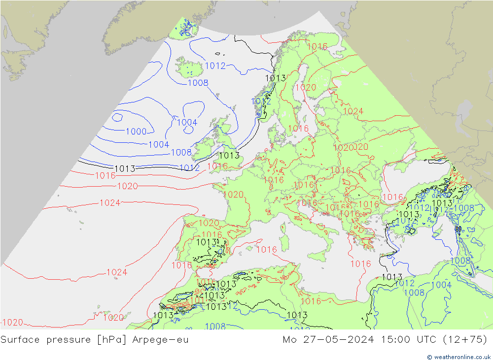 Presión superficial Arpege-eu lun 27.05.2024 15 UTC