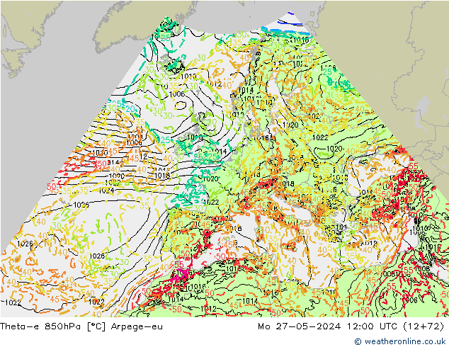 Theta-e 850hPa Arpege-eu  27.05.2024 12 UTC