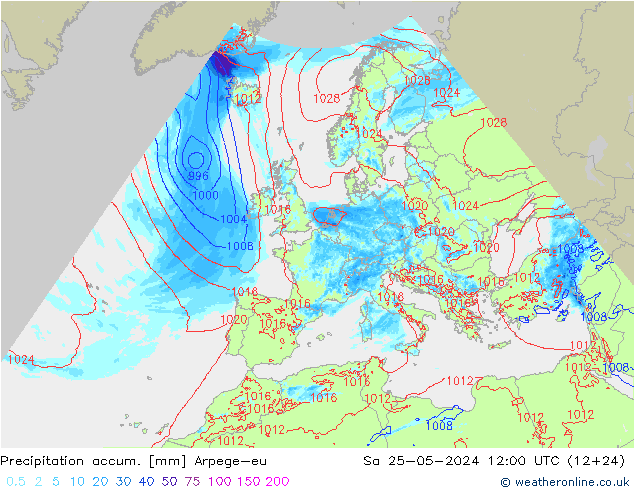 Toplam Yağış Arpege-eu Cts 25.05.2024 12 UTC