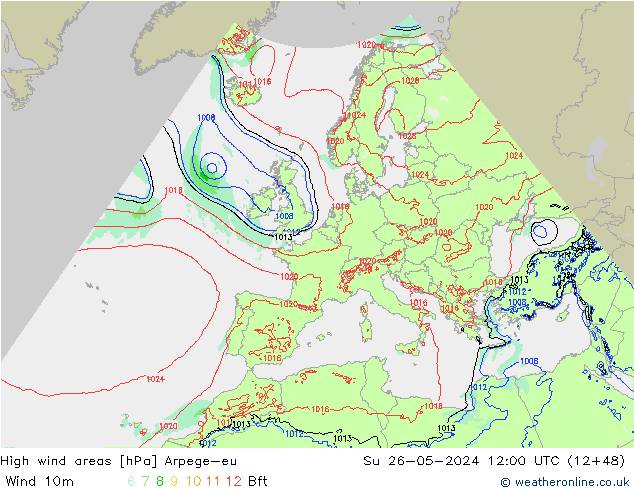 High wind areas Arpege-eu Dom 26.05.2024 12 UTC