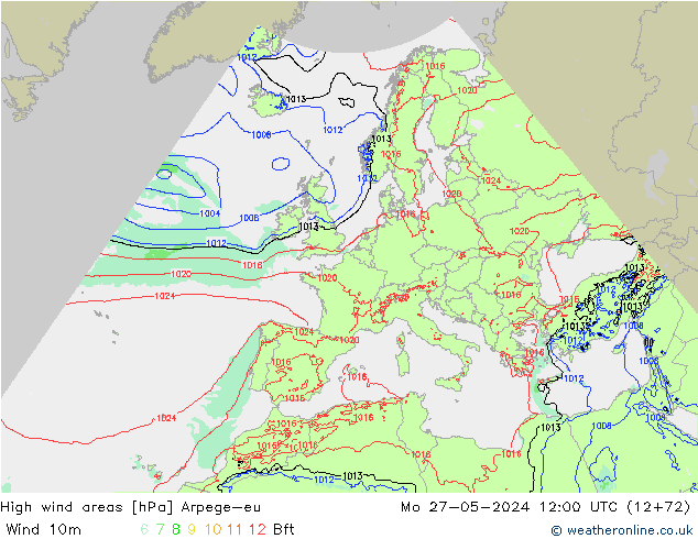 Windvelden Arpege-eu ma 27.05.2024 12 UTC