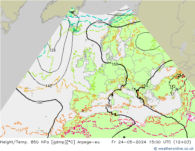 Height/Temp. 850 hPa Arpege-eu Fr 24.05.2024 15 UTC