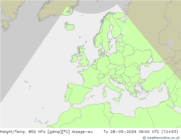 Height/Temp. 850 hPa Arpege-eu Di 28.05.2024 09 UTC