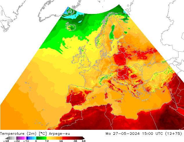 карта температуры Arpege-eu пн 27.05.2024 15 UTC