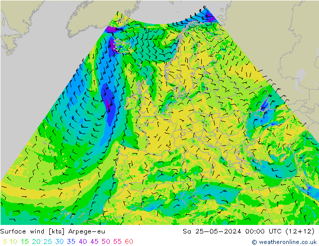 Surface wind Arpege-eu Sa 25.05.2024 00 UTC