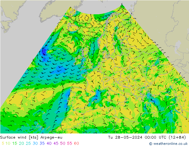 Surface wind Arpege-eu Tu 28.05.2024 00 UTC