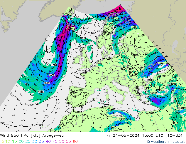 风 850 hPa Arpege-eu 星期五 24.05.2024 15 UTC