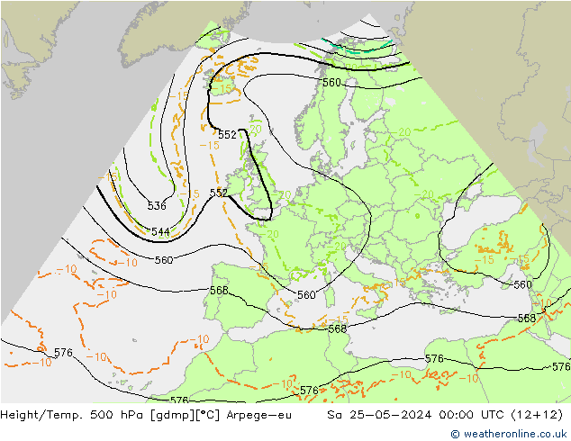 Height/Temp. 500 hPa Arpege-eu Sa 25.05.2024 00 UTC