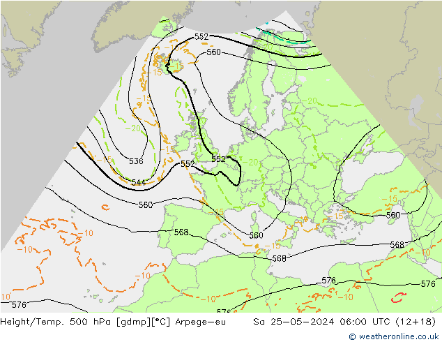 Yükseklik/Sıc. 500 hPa Arpege-eu Cts 25.05.2024 06 UTC