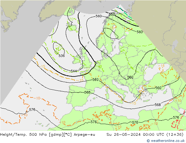 Height/Temp. 500 hPa Arpege-eu Su 26.05.2024 00 UTC