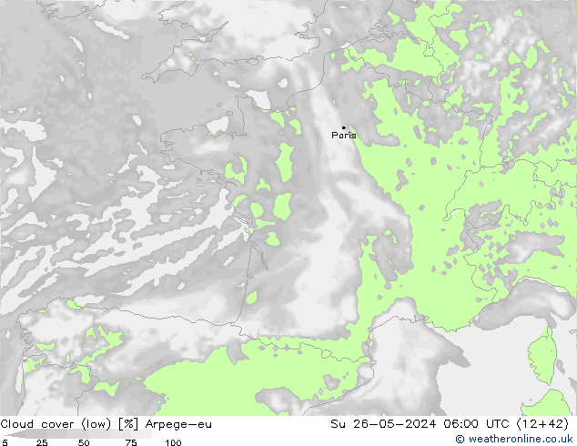 Bulutlar (düşük) Arpege-eu Paz 26.05.2024 06 UTC