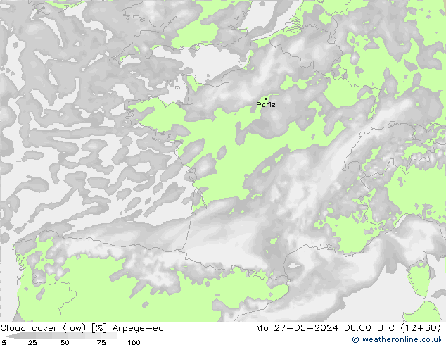 zachmurzenie (niskie) Arpege-eu pon. 27.05.2024 00 UTC