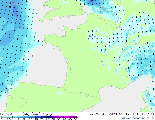 Yağış (6h) Arpege-eu Cts 25.05.2024 12 UTC