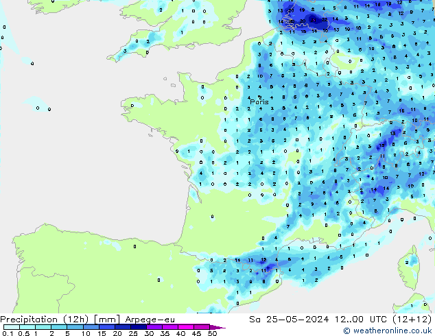 opad (12h) Arpege-eu so. 25.05.2024 00 UTC