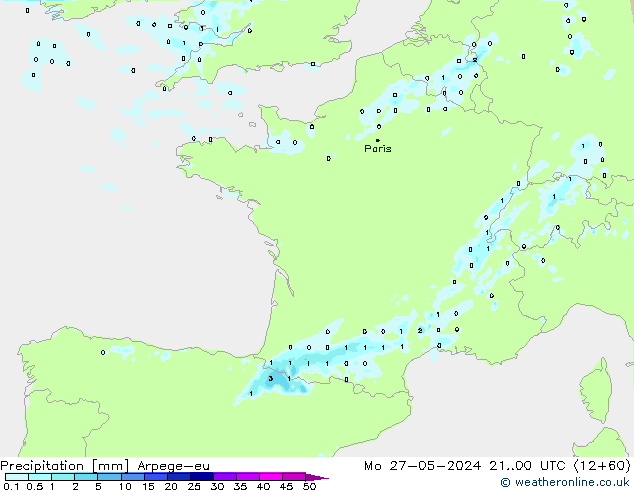 Precipitation Arpege-eu Mo 27.05.2024 00 UTC