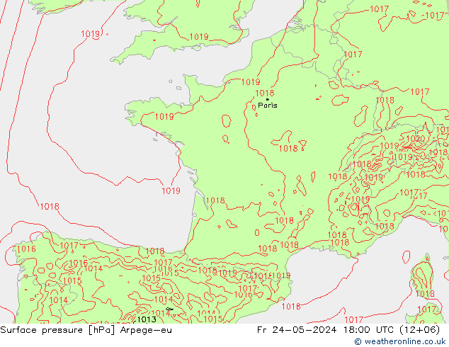 Bodendruck Arpege-eu Fr 24.05.2024 18 UTC