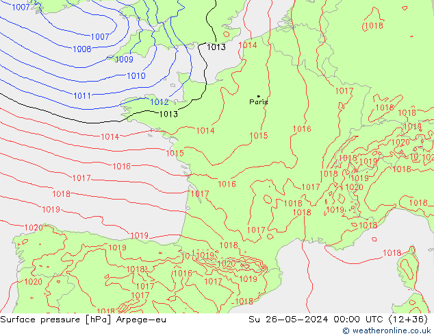 Surface pressure Arpege-eu Su 26.05.2024 00 UTC