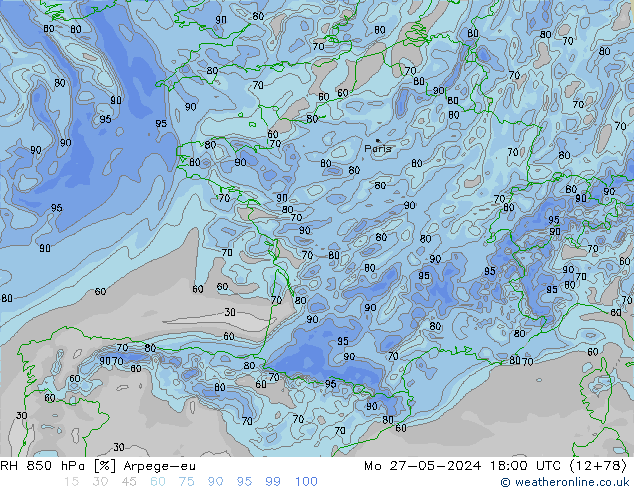 850 hPa Nispi Nem Arpege-eu Pzt 27.05.2024 18 UTC