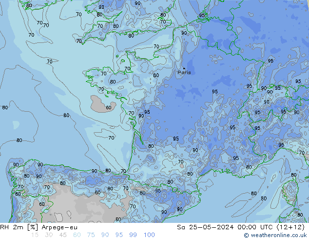 RH 2m Arpege-eu сб 25.05.2024 00 UTC